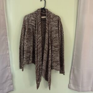 Open-Front Marled Knit Women's Cardigan Sweater - brown